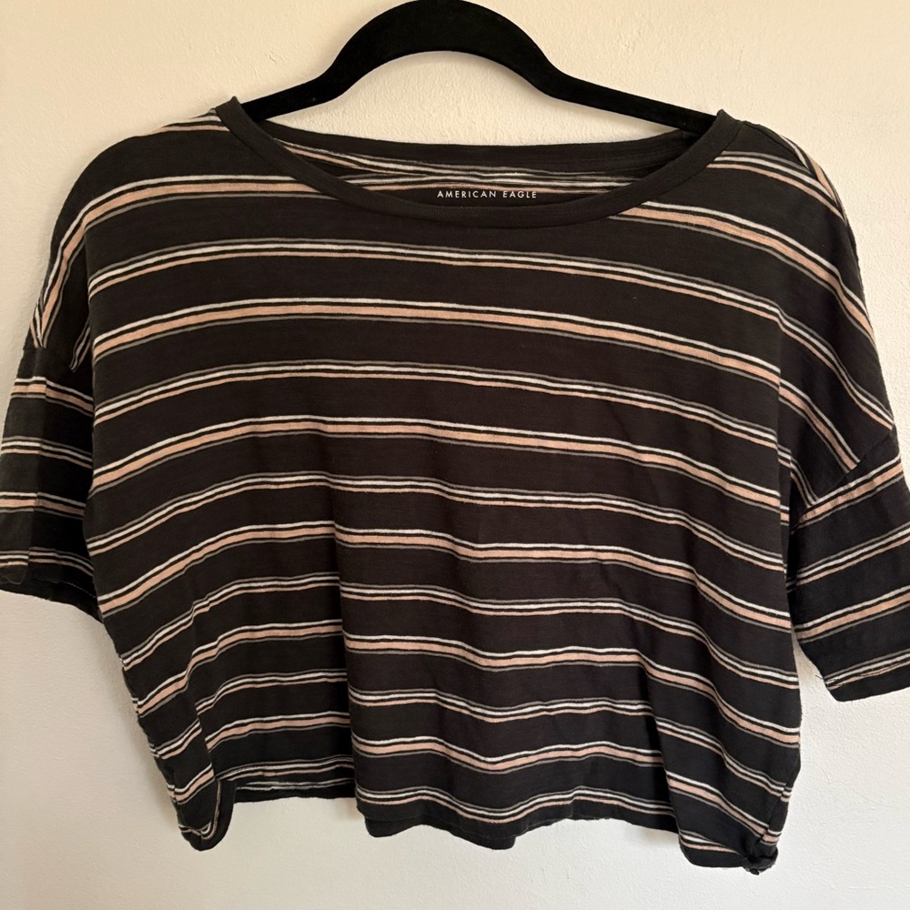 AE Striped Cropped Tee - Size M